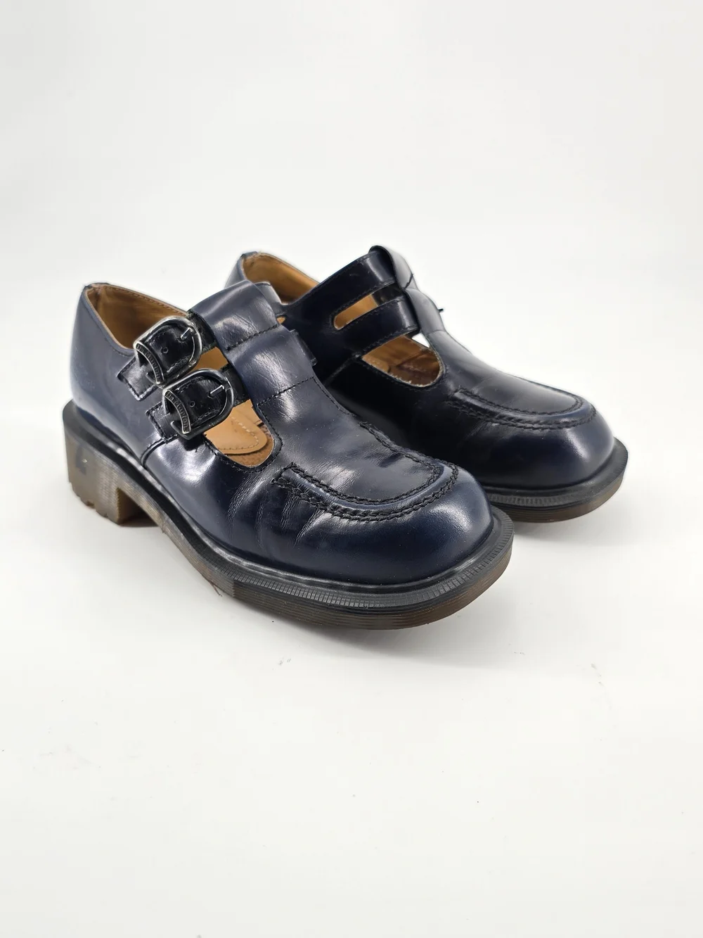 Vtg 90s Doc Martens 8305 Navy Double Strap Mary Janes 4 UK US Womens 6 Rare